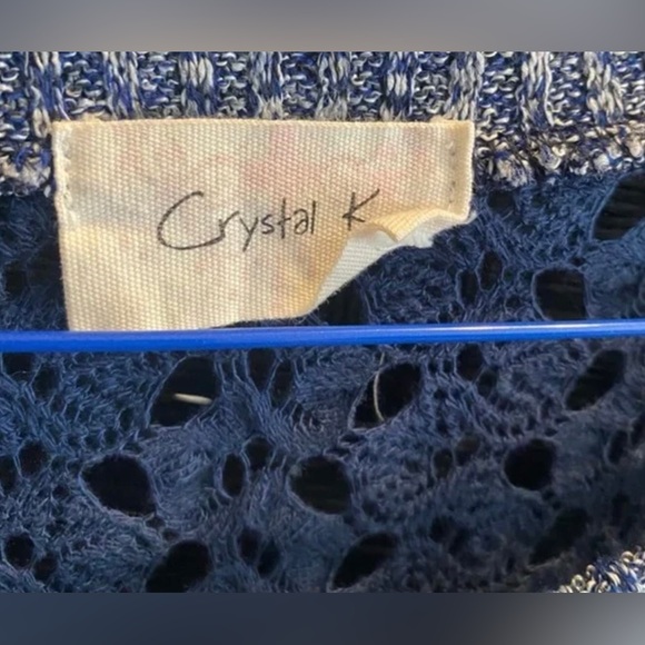 Women’s Crocheted/Knitted Top Size M    Navy Blue Gray - Picture 2 of 7